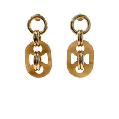 Pre-owned Metal earrings Hermès Vintage , Yellow , Dames