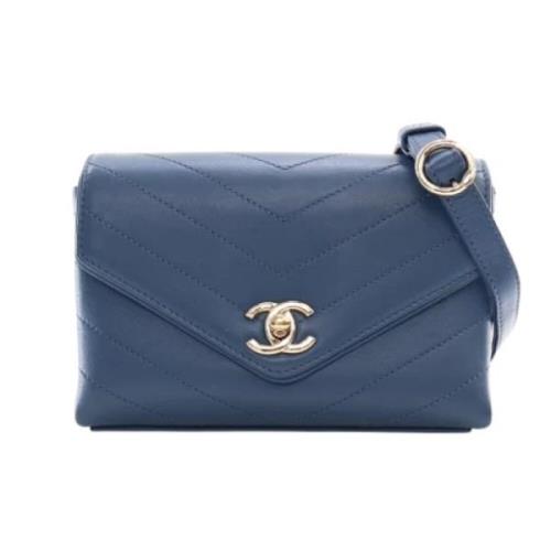 Pre-owned Leather chanel-bags Chanel Vintage , Blue , Dames