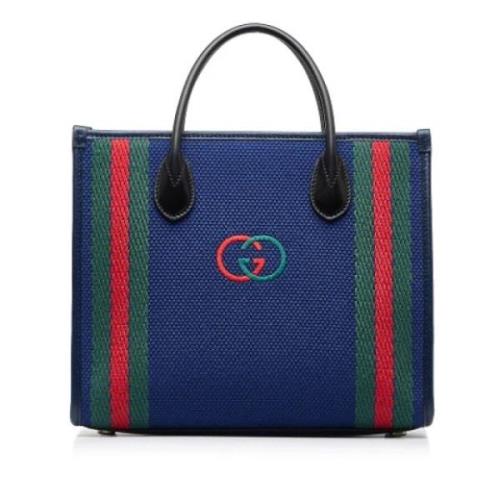 Pre-owned Canvas totes Gucci Vintage , Blue , Dames