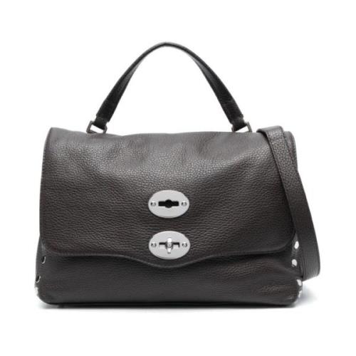 Bruine Leren Tote Tas met Zilveren Hardware Zanellato , Brown , Dames