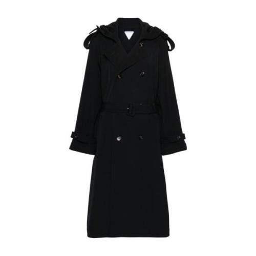 Midnight Blue Trench Coat Bottega Veneta , Black , Dames