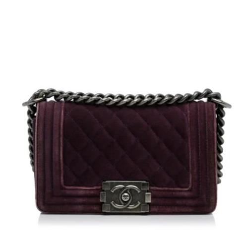 Pre-owned Velvet shoulder-bags Chanel Vintage , Purple , Dames