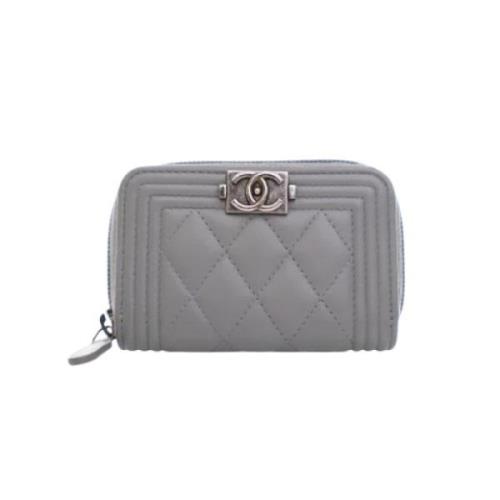 Pre-owned Leather wallets Chanel Vintage , Gray , Dames