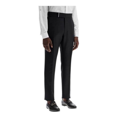 Wol en Mohair Maatwerk Broek Tom Ford , Black , Heren