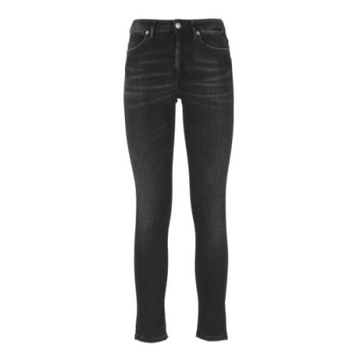 Zwarte katoenen jeans met zakken Dondup , Black , Dames