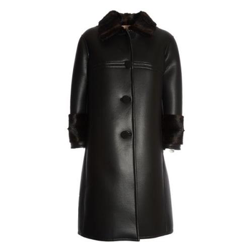 Zwarte Faux Leren Jas Aw24 N21 , Black , Dames