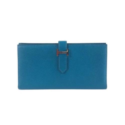 Pre-owned Leather wallets Hermès Vintage , Blue , Dames