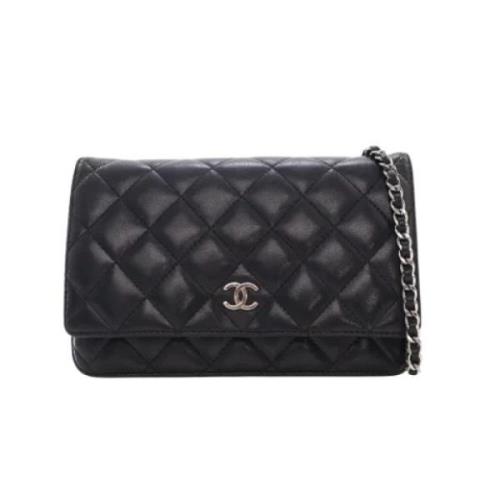 Pre-owned Leather wallets Chanel Vintage , Black , Dames