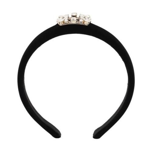 Kristallen Gesp Fluweel Haarband Roger Vivier , Black , Dames