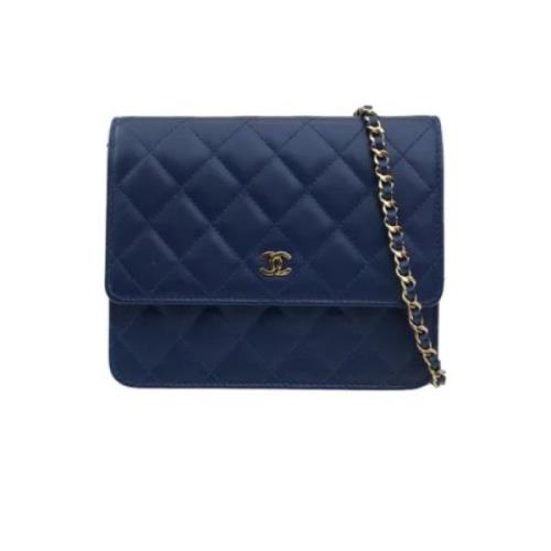 Pre-owned Leather wallets Chanel Vintage , Blue , Dames