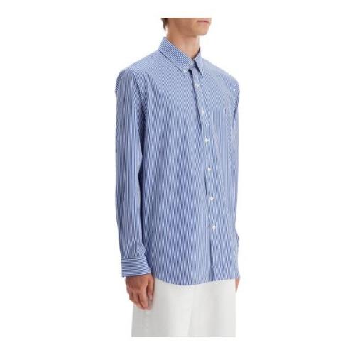 Gestreept Stretch Poplin Overhemd Polo Ralph Lauren , Blue , Heren