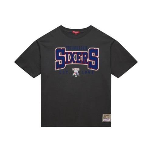 NBA Logo Boyfriend Tee Philadelphia 76ers Mitchell & Ness , Gray , Dam...