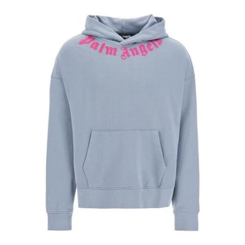 Logoed Boxy Hoodie met capuchon Palm Angels , Gray , Heren