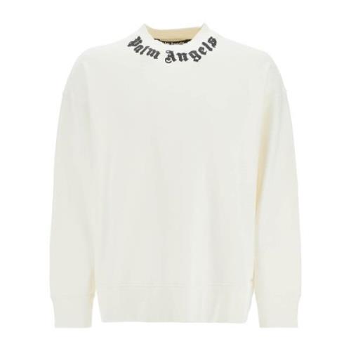 Logo Crewneck Sweatshirt Oversized Fit Palm Angels , White , Heren