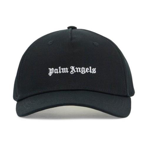 Baseball Cap met Geborduurd Logo Palm Angels , Black , Heren