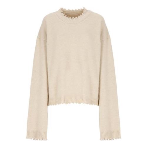 Beige Kasjmier Trui Ronde Hals Lange Mouwen UMA Wang , Beige , Dames