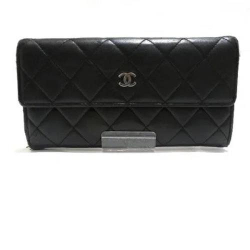 Pre-owned Leather wallets Chanel Vintage , Black , Dames