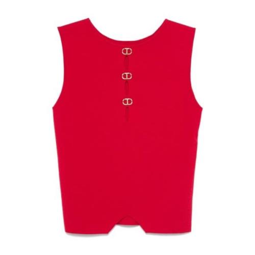 Rode Gebreide Top met Ovaal Detail Twinset , Red , Dames