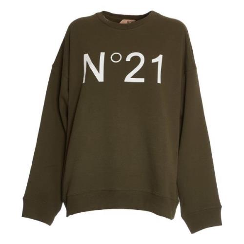 Militaire Crewneck Sweatshirt Dameskleding N21 , Green , Dames