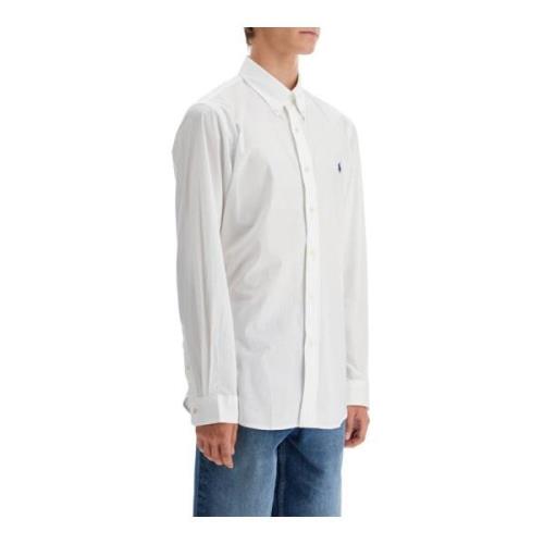 Stretch Poplin Overhemd met Button-Down Kraag Polo Ralph Lauren , Whit...