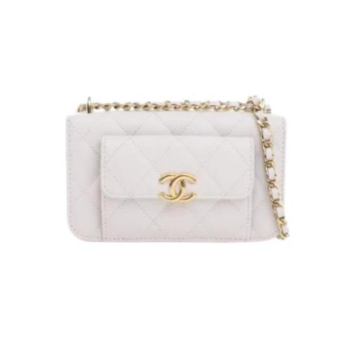 Pre-owned Leather wallets Chanel Vintage , White , Dames