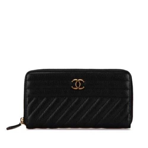 Pre-owned Leather wallets Chanel Vintage , Black , Dames