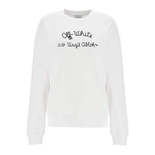 Geborduurde crewneck sweatshirt in Frans terry Off White , White , Dam...