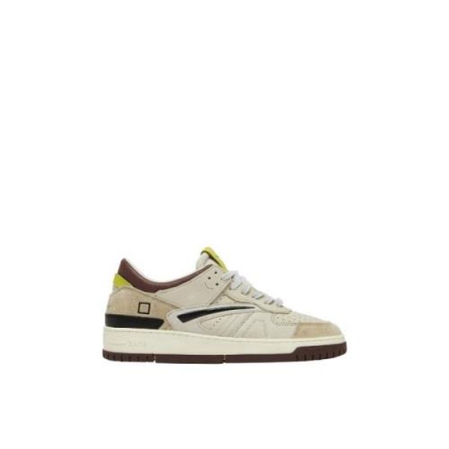 Beige Leren Sneakers met Suède Inzetstukken D.a.t.e. , Multicolor , He...