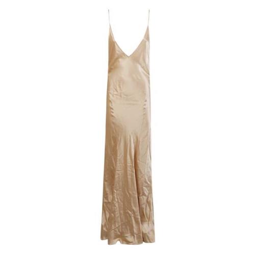 Elegante Robe Jurken Collectie Saint Laurent , Beige , Dames