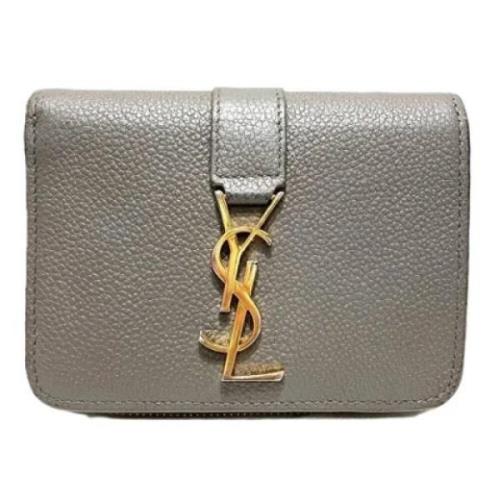 Pre-owned Leather wallets Yves Saint Laurent Vintage , Gray , Dames