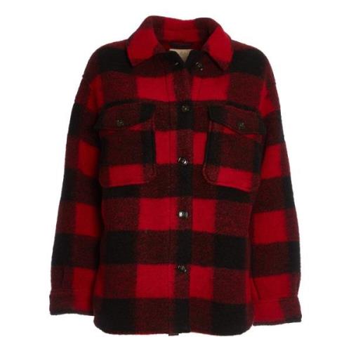 Rode Buffalo Geruite Blazer Jas Woolrich , Red , Dames