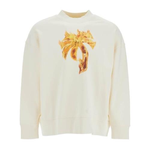 Brandende Palm Oversized Sweater Palm Angels , White , Heren