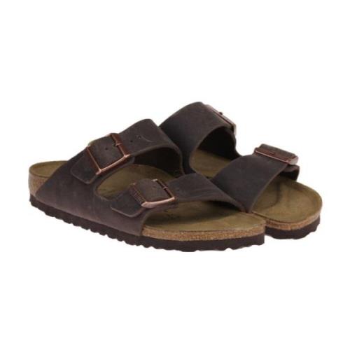 Bruin Lederen Slipper Birkenstock , Brown , Heren