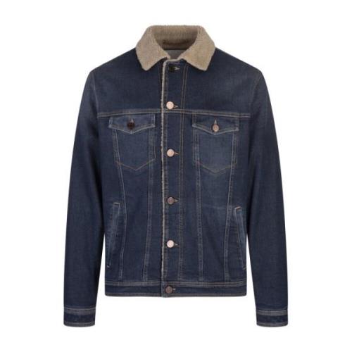 Blauwe Sherpa Denim Truckerjas Jacob Cohën , Blue , Heren