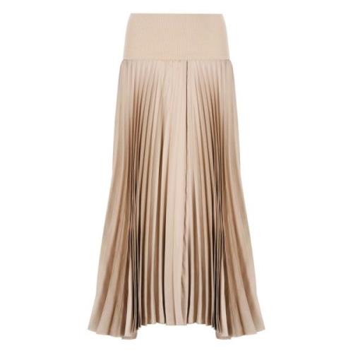 Beige Geplooide Wollen Rok D.Exterior , Beige , Dames