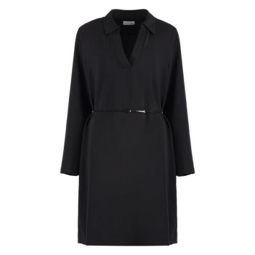 V-hals Jurk met Riem en Split Calvin Klein , Black , Dames