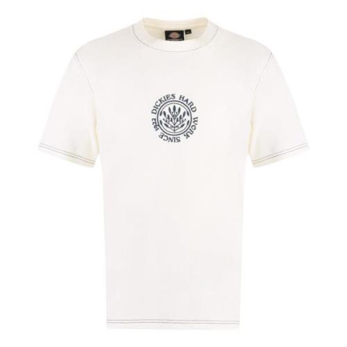 Geribbelde katoenen T-shirt met contraststiksels Dickies , White , Her...