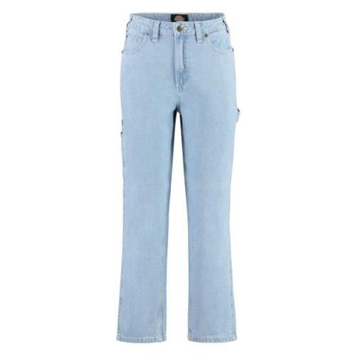 Straight Leg Jeans met Contraststiksels Dickies , Blue , Dames