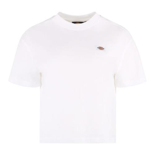 Katoenen Crew-Neck T-Shirt, Geribbelde Halslijn Dickies , White , Dame...