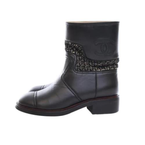 Pre-owned Leather boots Chanel Vintage , Black , Dames