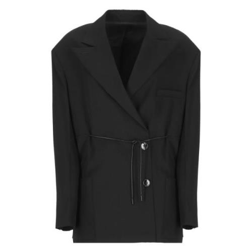 Zwarte Wollen Blazer Peak Revers Jas Lanvin , Black , Dames