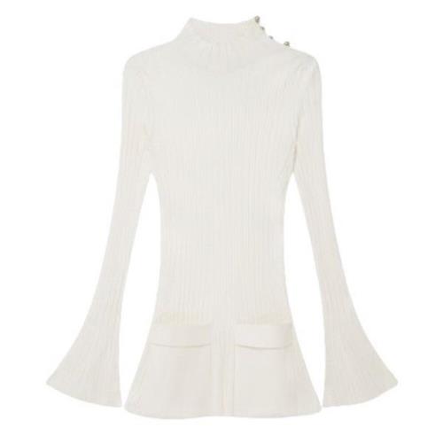 Witte Geribbelde Minijurk met Wijdvallende Mouwen Stella McCartney , W...