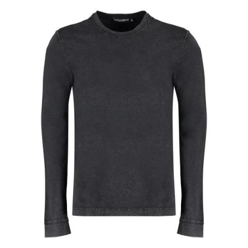 Katoenen Longsleeve T-shirt Geribbelde Kraag Dolce & Gabbana , Black ,...