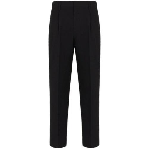 Zwarte Seersucker Broek Lichtgewicht Elastische Taille Emporio Armani ...