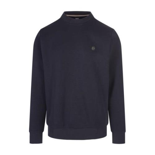 Blauwe Crew Neck Sweatshirt met Monogram Patch Hugo Boss , Blue , Here...