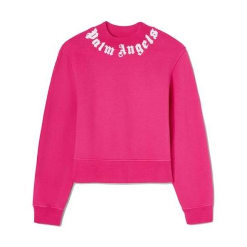 Fuchsia Logo Sweatshirt Crew Neck Palm Angels , Pink , Dames