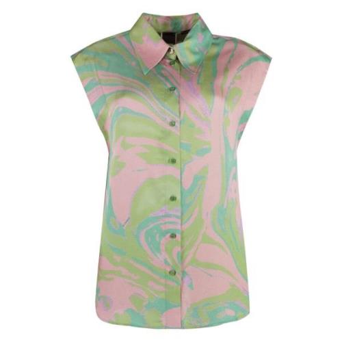 Gedrukte viscose shirt met multicolor splash Pinko , Multicolor , Dame...