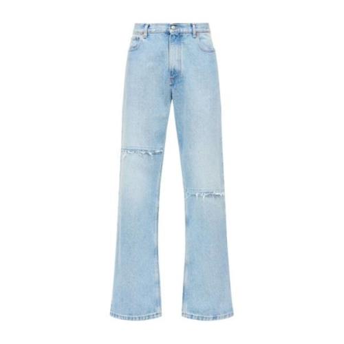 Heldere Blauwe Distressed Denim Jeans MM6 Maison Margiela , Blue , Her...