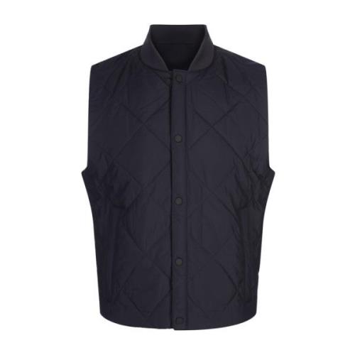 Blauwe Waterdichte Gewatteerde Gilet Jas Hugo Boss , Blue , Heren