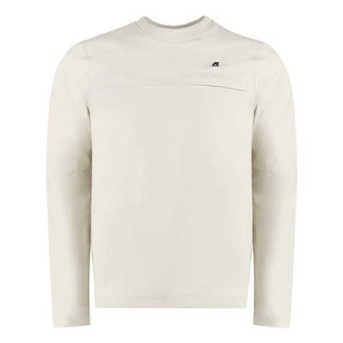 Geribbelde crew-neck sweatshirt met trekkoord K-Way , Beige , Heren